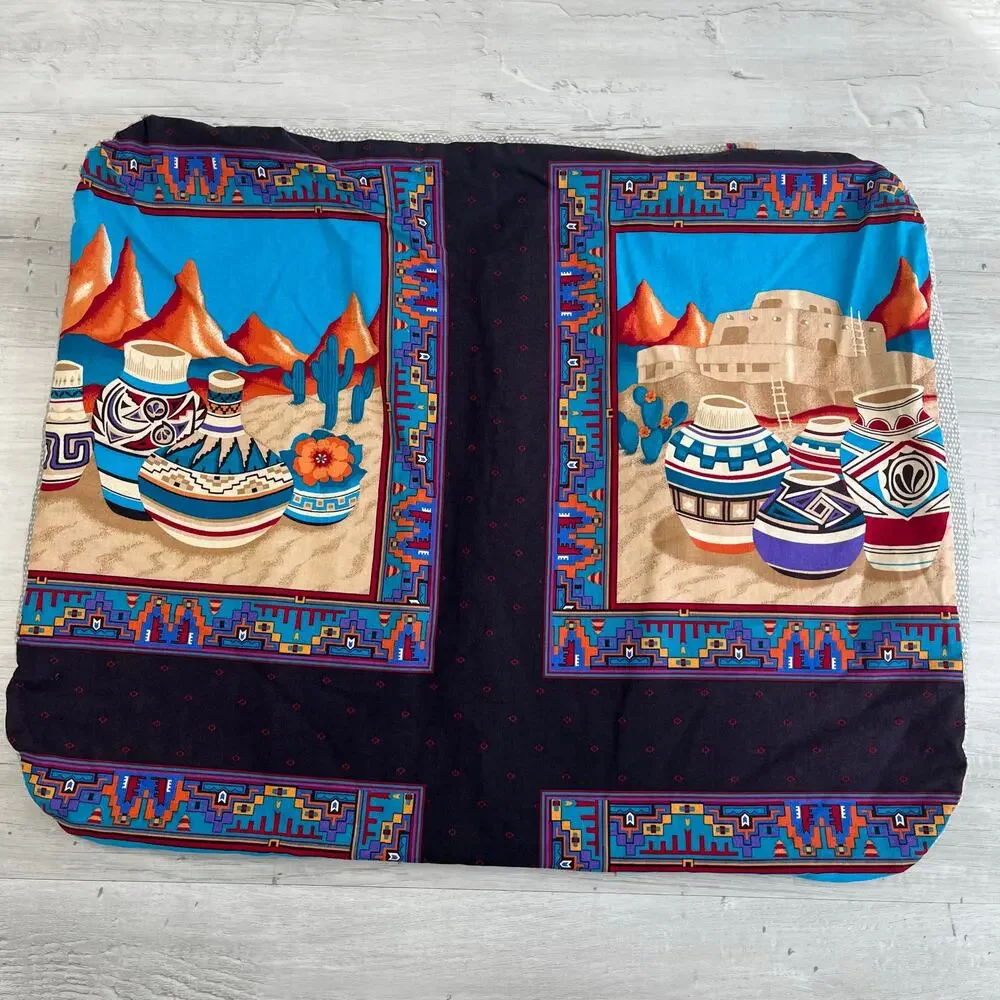 Vintage Cranston Print Works Aztec Southwestern Love Seat Slip Cover & Pillow